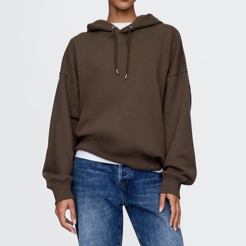 BNWT Gap Heavyweight French Terry Oversized Hoodie - Basic Brown, Size S Regular